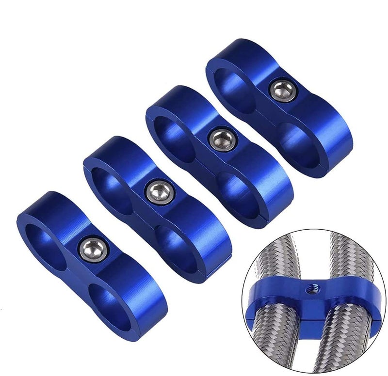 SYKRSS 10AN Hose Separator Clamp Fuel line Mounting Clamps Aluminum Hose Fitting Adapter for 5/8 Fuel Hose, Oil Line, Brake Line, Water Pipe and Gas Line 4Pcs Blue - Image 1